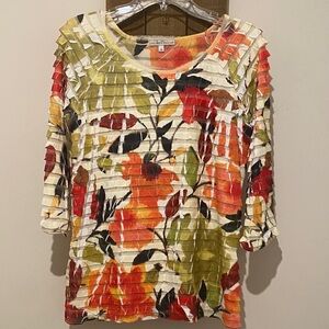 Moa Moa Multicolor Textured Floral Top